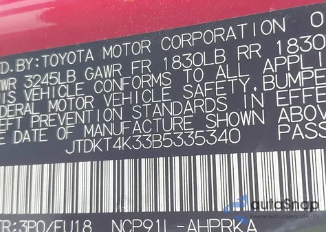 2011 Toyota Yaris z USA, uszkodzony, nr VIN JTDKT4K33B5335340